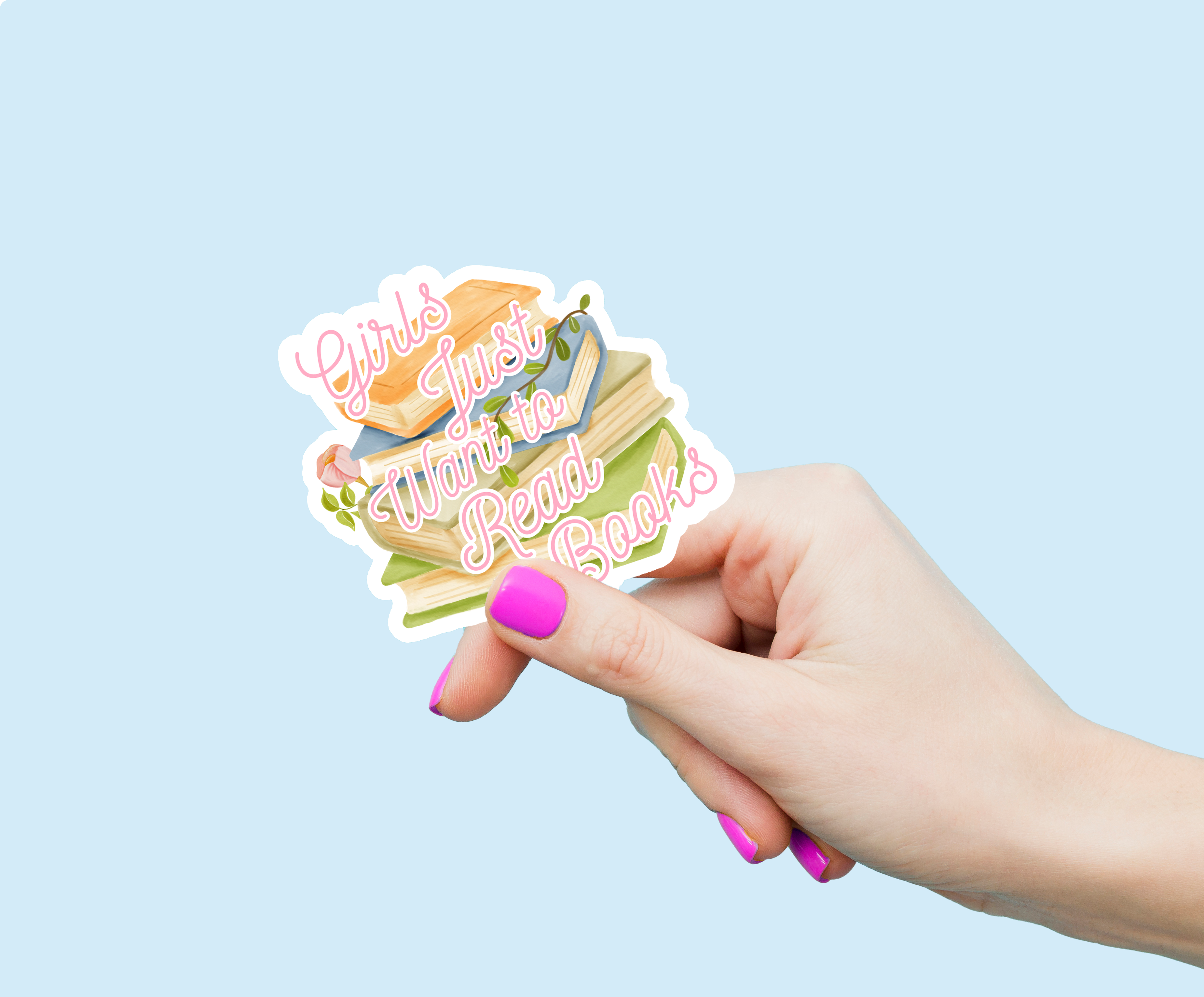 Girls Just Want to Read Books Weatherproof Vinyl Sticker-0