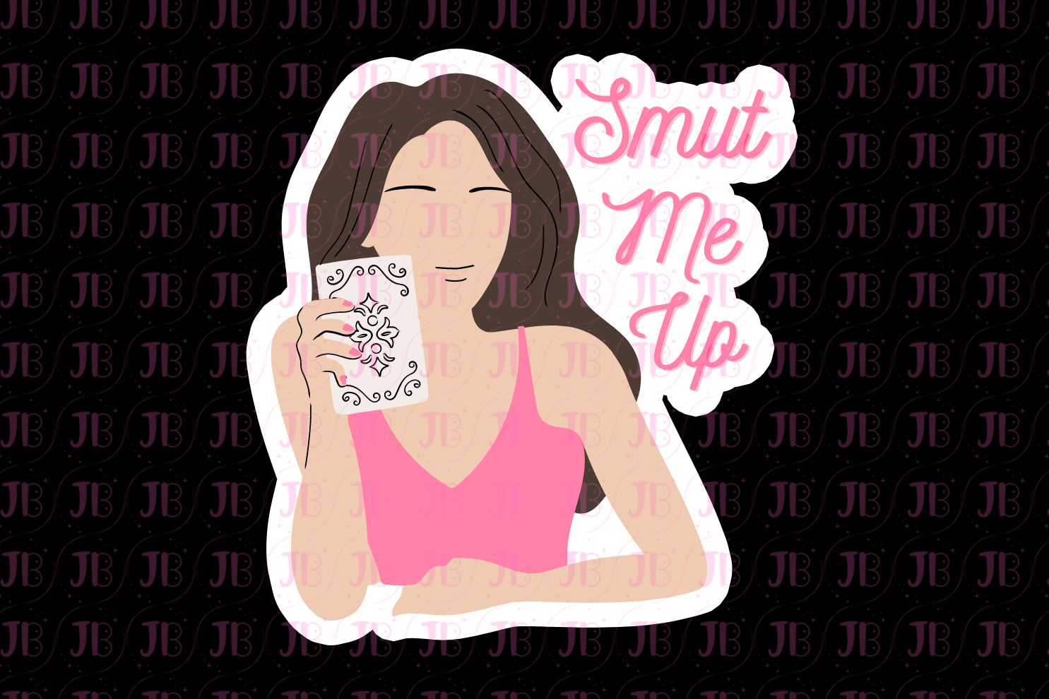 Smut Me Up Dark Brown Hair Weatherproof Vinyl Sticker-2